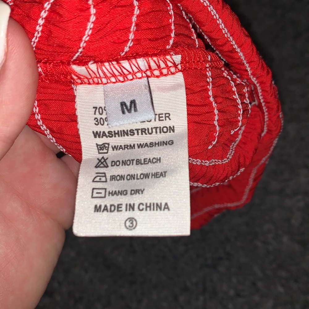 SHEIN Red Ruffled Ruched Crop Top M - Picture 2 of 2